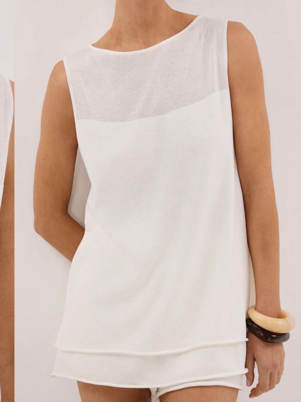 White Sheer Knit Tank Top XL | Boat Neck | NWT - Picture 2 of 5